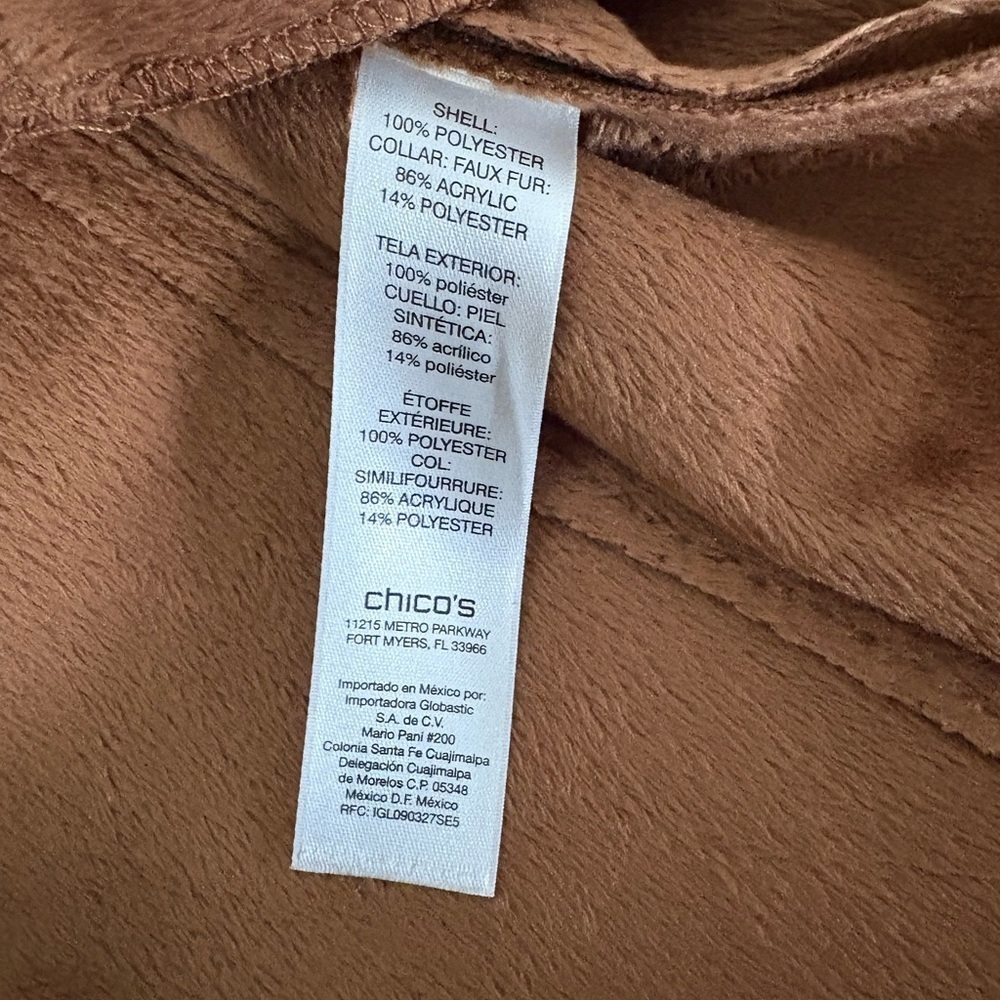 Chico's Brown Faux Fur Collar Jacket - Picture 6 of 9